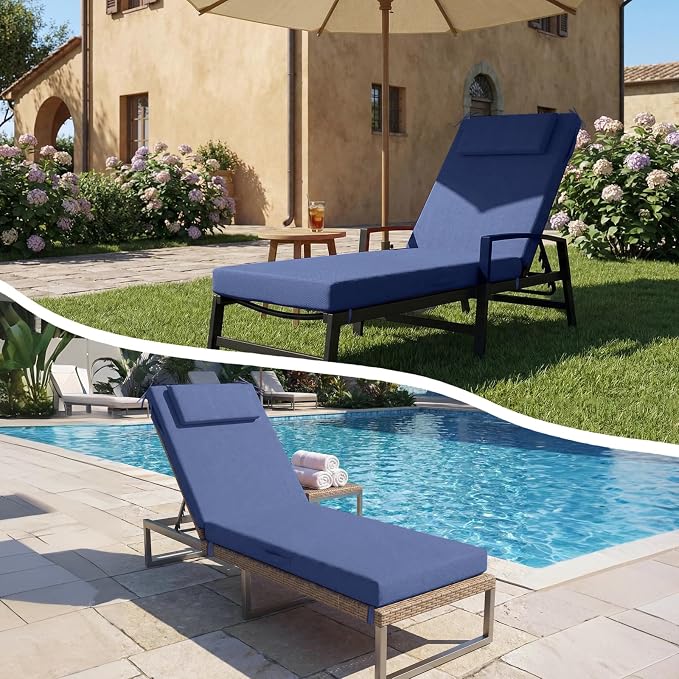 Outdoor Chaise Lounge Cushions, 71x21 Inch Olefin Water & Fade Resistant Pool - Image 7