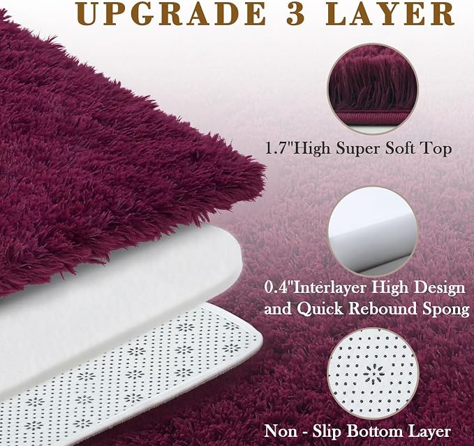 Area Rugs 9x12 Living Room, Shaggy Carpet Soft Plush Furry Bedside Rug Large - Image 2