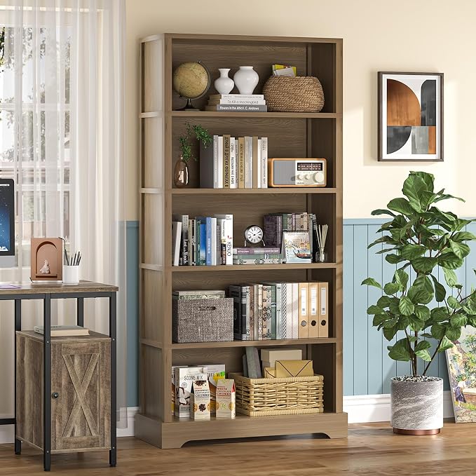 TVU 5-Tier Wooden Bookshelf, 31.5" W Standing Book Shelf - Image 9
