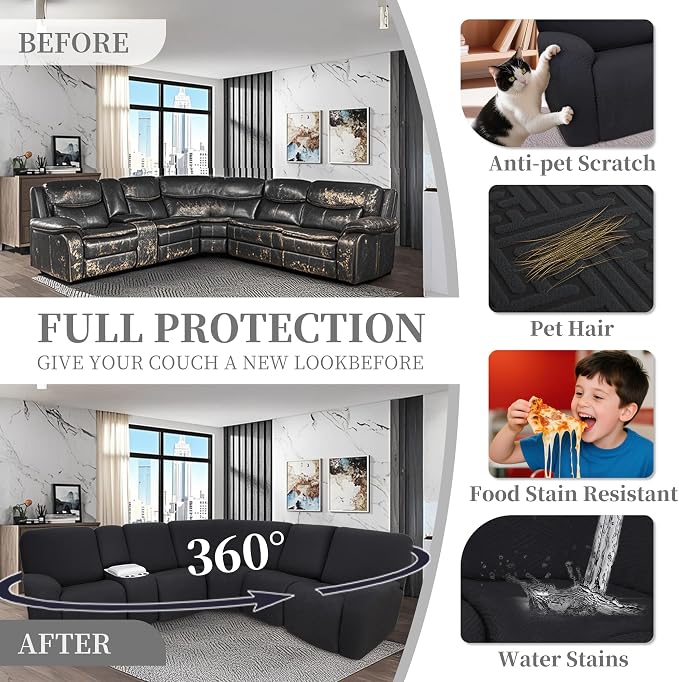 100% Waterproof Sectional Recliner Couch Covers - Image 6