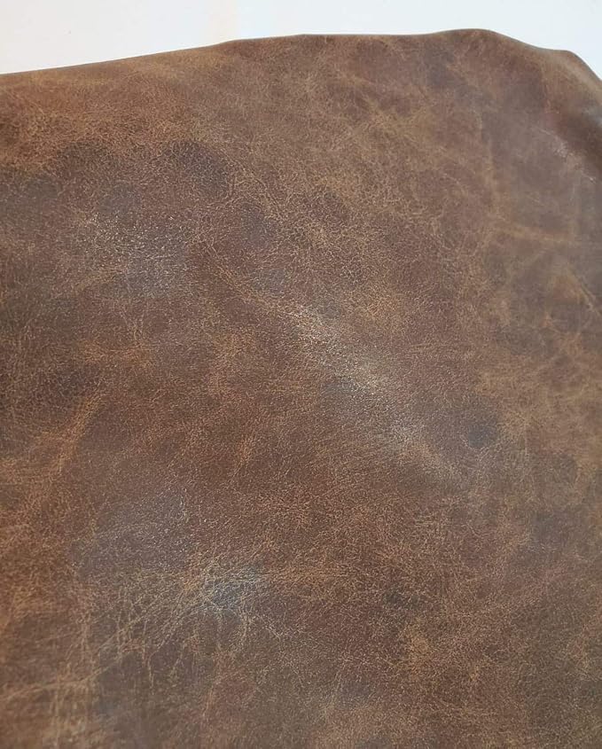 NAT Leathers™ | Brown Distressed 2 Tone Oily Faux Vegan Leather Sheet | 5 Yard by NATLeathers