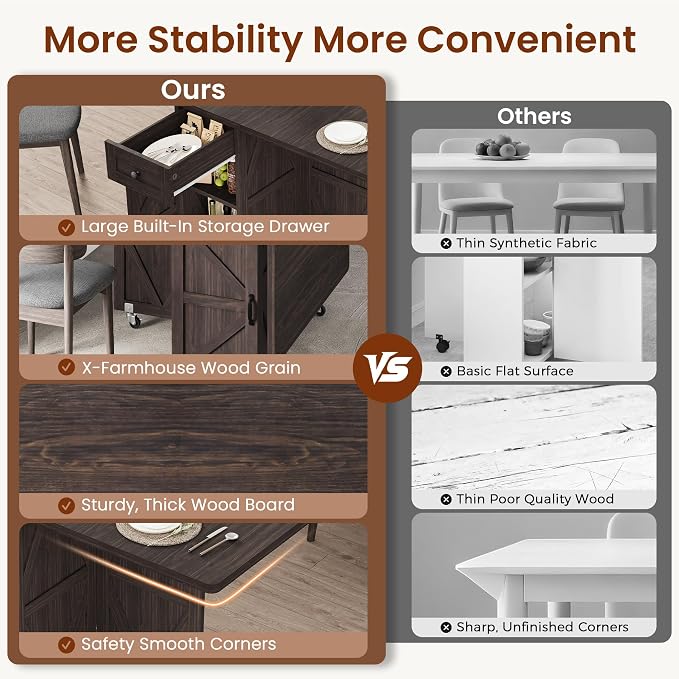 Jocoevol Space Saving Folding Dining Table, Farmhouse Foldable Dining Table - Image 6