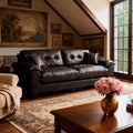 Faux Leather Sofa, Mid Century Modern Leather Upholstered Deep Loveseats by FaratiHome