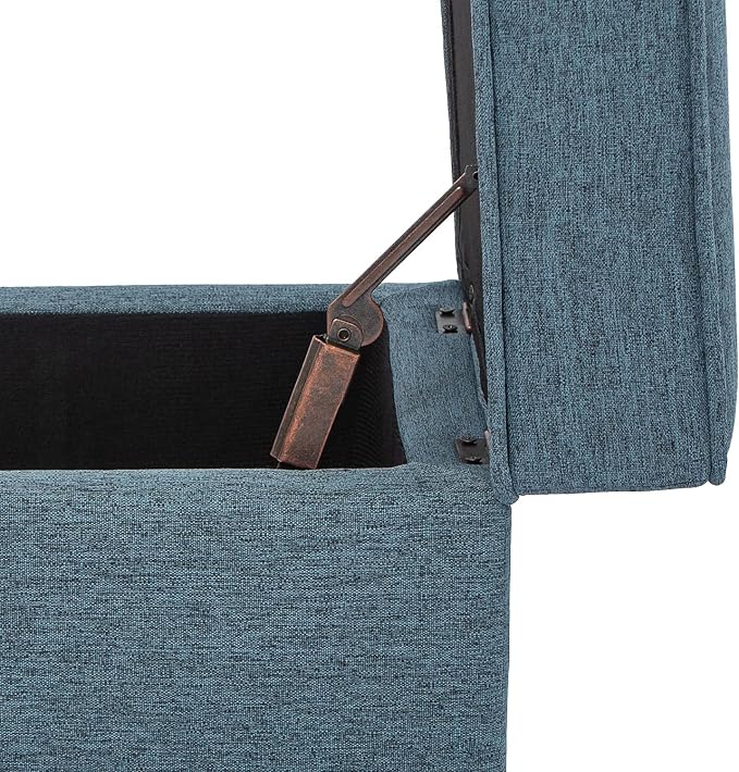 Adeco 17" Square Ottoman with Storage, Small Blue Storage Ottoman Foot Rest - Image 9