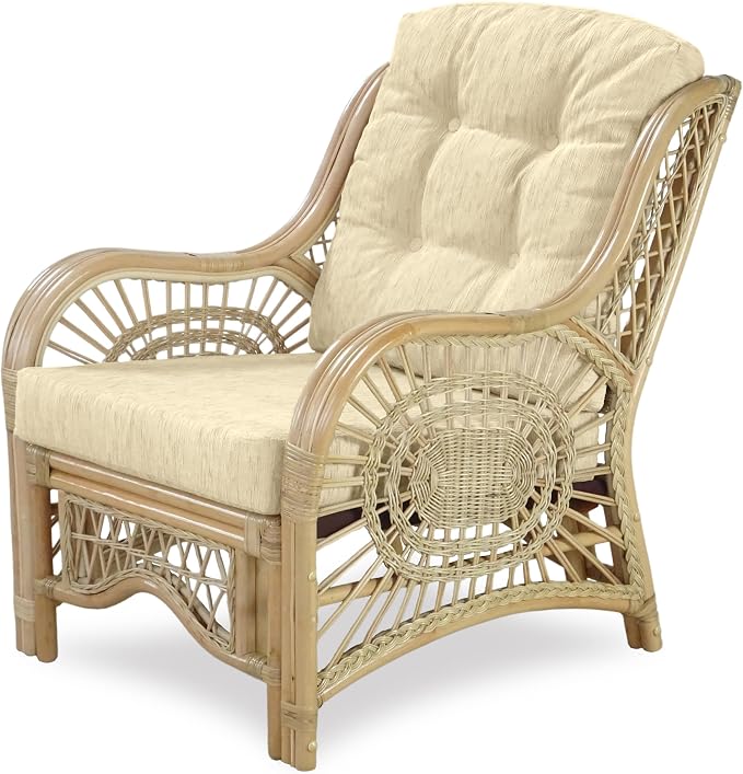 Malibu Lounge Living Accent Armchair Natural Rattan Wicker Handmade Design - Image 5