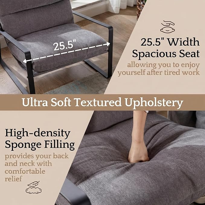 LukeAlon Modern Linen Accent Armchairs Set of 2, Upholstered Living Room Chairs - Image 6