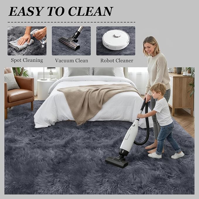 Fluffy Area Rugs 9x12 Living Room Bedroom: Ultra Soft Shag Rug Upgrade Non-Slip - Image 8