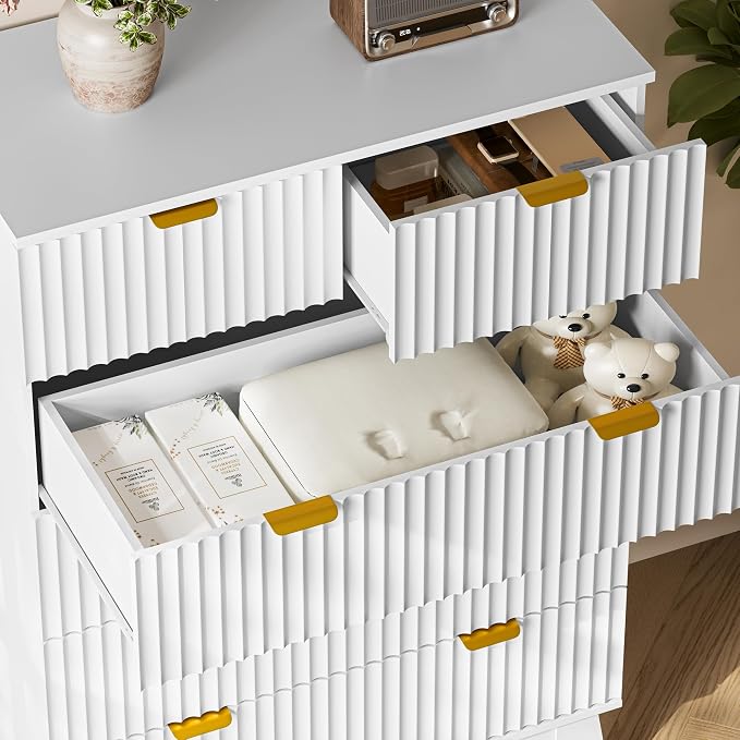 BORNOON 46" Tall Dresser for Bedroom, 6-Drawer Fluted Chest of Drawers - Image 6