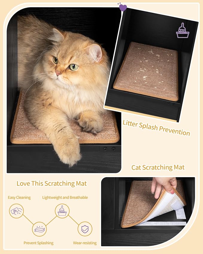 Hzuaneri Cat Litter Box Enclosure, Hidden Litter Box Cabinet Furniture - Image 5