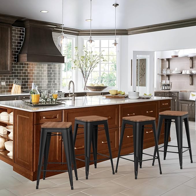 HAOBO Home 30" Backless Metal Counter Stool Height Bar Stools Barstools by HAOBOHOME
