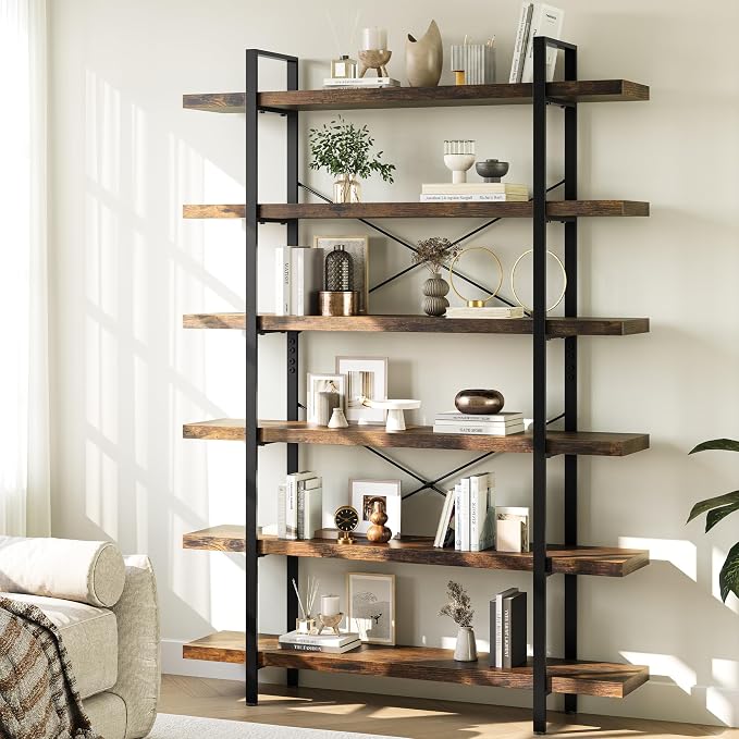 OtterOasis Heavy Duty 6-Tier Industrial Bookcase, 120lbs Shelf Capacity by OtterOasis