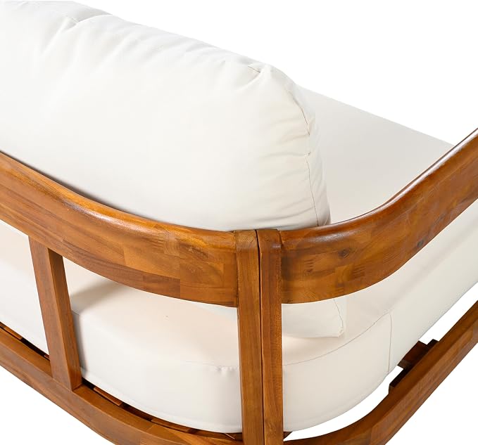 VilroCaz Outdoor Patio Furniture Set, L-Shaped Acacia Wood Sectional Sofa - Image 7
