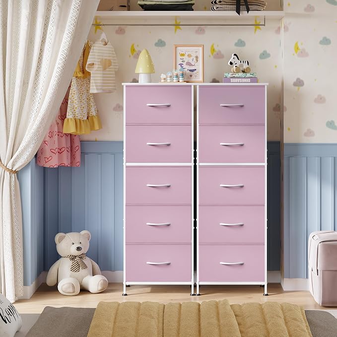 WLIVE Fabric Dresser for Bedroom, 5-Drawer Tall Dressers, Storage Organizer - Image 8