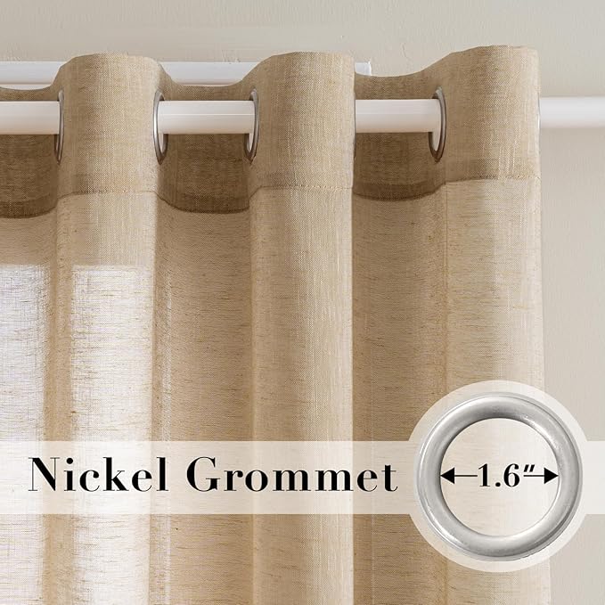H.VERSAILTEX Linen Curtains Nickel Grommet Natural Linen Semi-Sheer Curtains 2 - Image 2