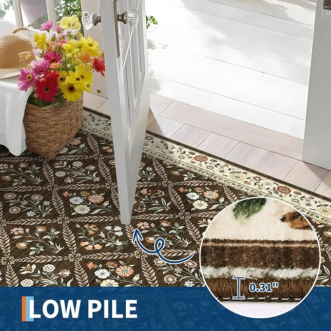 Washable Kitchen Runner 2x6 Non-Slip Floral Carpet Runner - Image 6