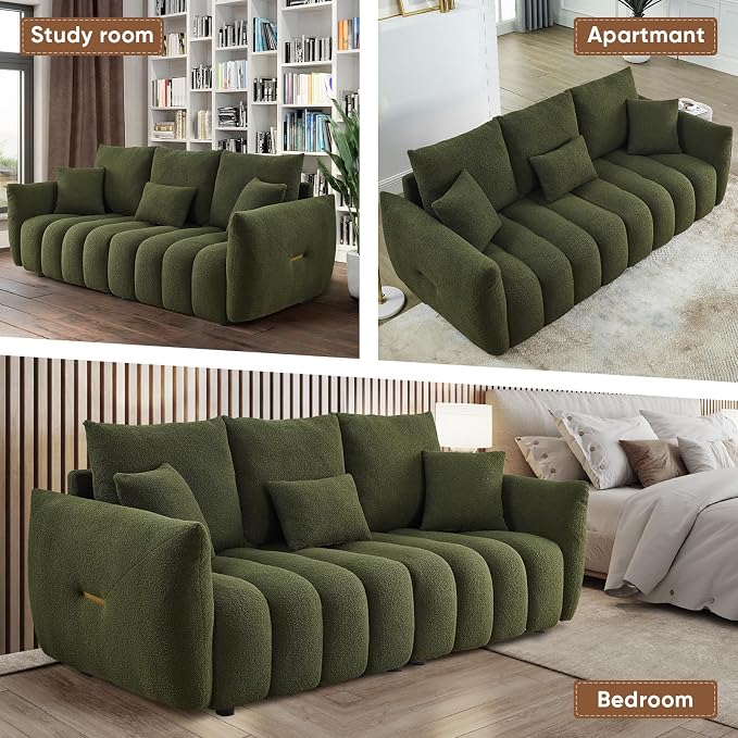 Antetek 78" Modern Sofa Couch, Comfy Deep Seat Teddy Cloud Sofa, Upholstered - Image 6