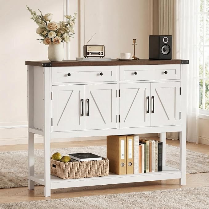 Rustic 47-Inch Wood Coffee Bar Storage Cabinet by Unknown