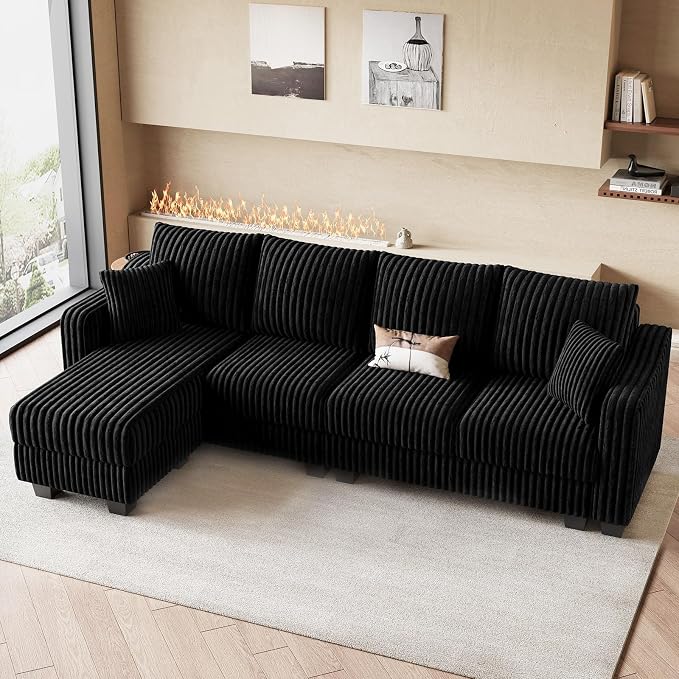 Belffin Sectional Couch with L-Shape Chaise L Shaped Couch with Ottoman by Belffin