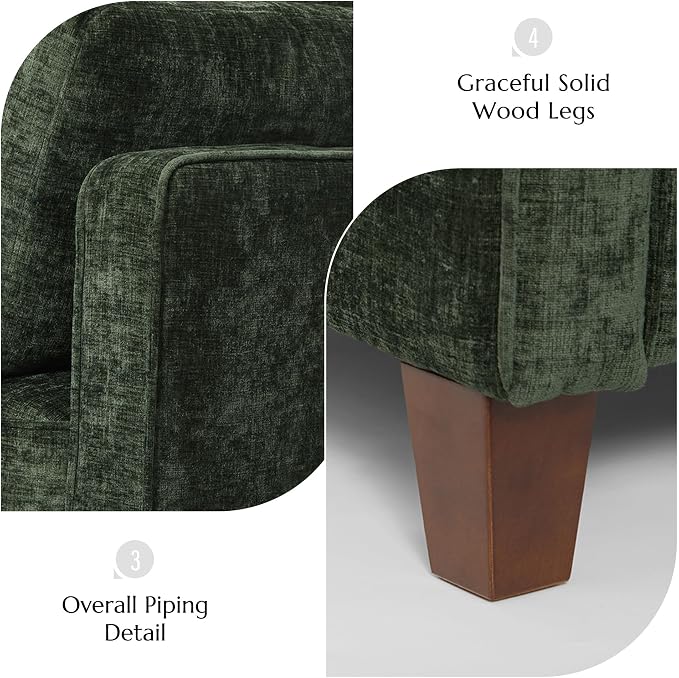 Luxury Oversized Accent Chair Set of 2, 40.9" Upholstered Piping Single - Image 8