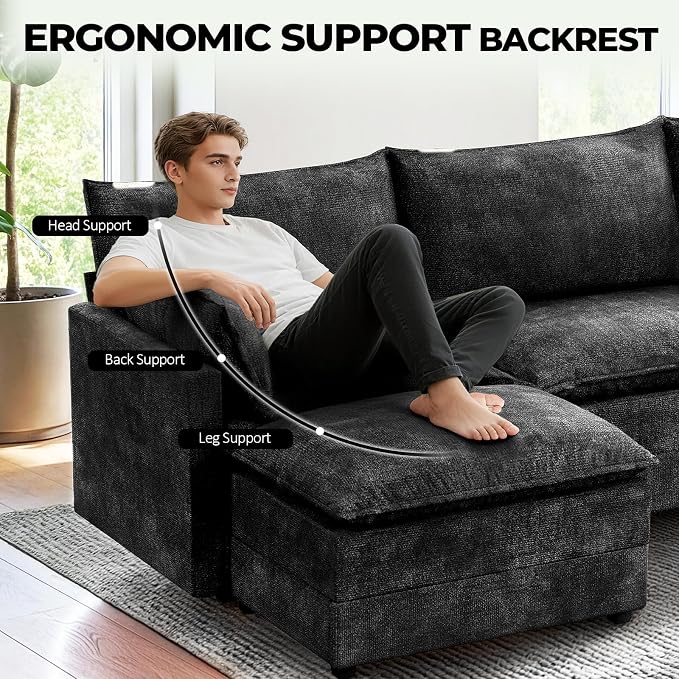 LEVELEVE 147" U-Shape Modular Sofa - Image 8