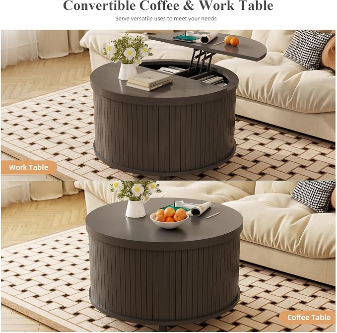 Easyego Lift Top Coffee Table for Small Spaces, 31.5" Mid-Century Modern Wooden - Image 5