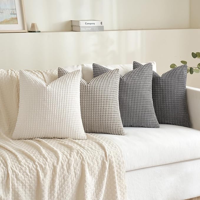 MIULEE Timeless Neutral Euro Sham Pillow Covers 24x24 Set of 4 Mid Century - Image 3