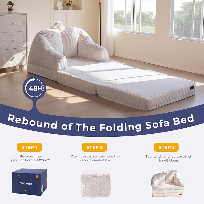 MAXYOYO Folding Sofa Bed with Backrest, Boneless Fold Out Couch Bed with Handle - Image 6