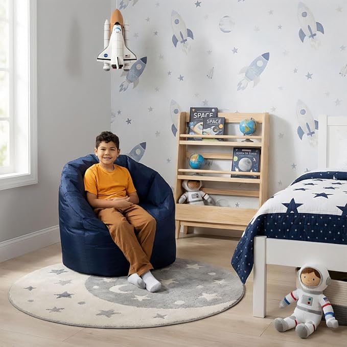 Big Joe Milano Bean Bag Chair for Kids, Durable Easy-Clean Navy Smartmax - Image 6