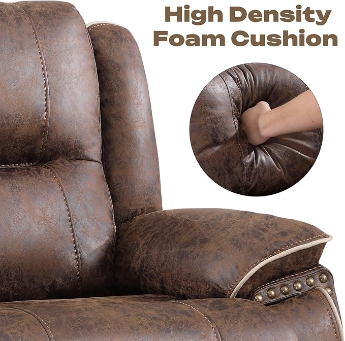 EBELLO Faux Leather Manual Recliner Sofa Set, 1 Seat Reclining Chair and a 3 - Image 5