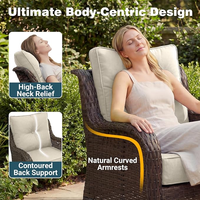 Patio Furniture Set, High Back Swivel Chairs, Weather Resistant Olefin Fabric - Image 4