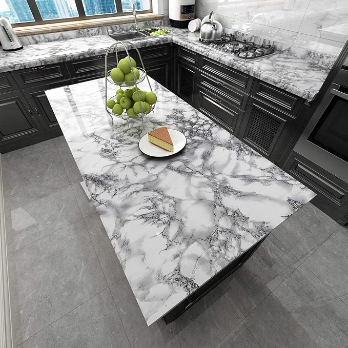 Livelynine 197x24 Inch Marble Contact Paper Peel and Stick Countertops - Image 5