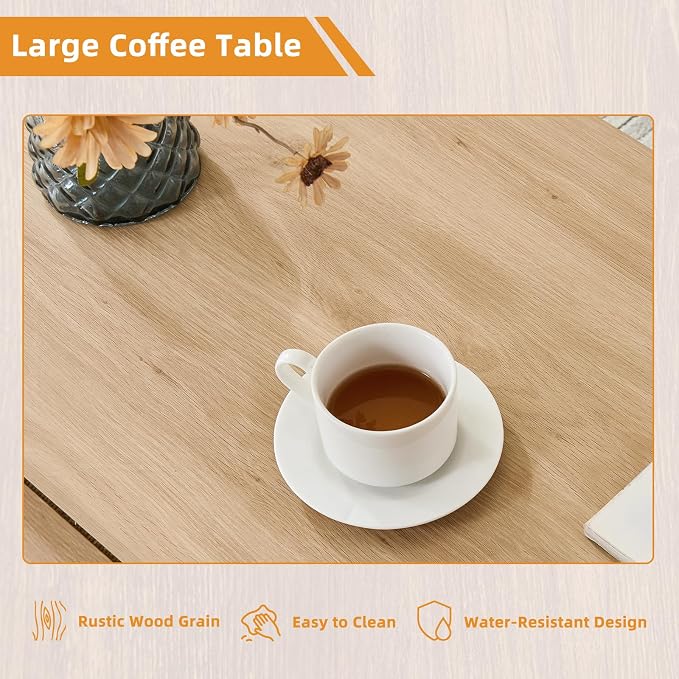 Lerliuo Boho Coffee Tables for Living Room, Rattan Center Table - Image 5