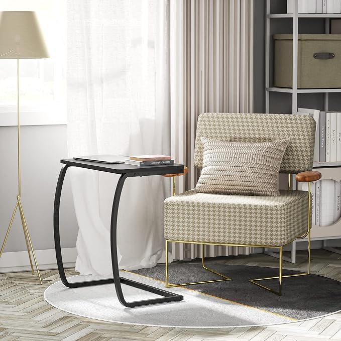 SRIWATANA Side Table, End Table, Vintage C-Shaped Couch Table - Image 5