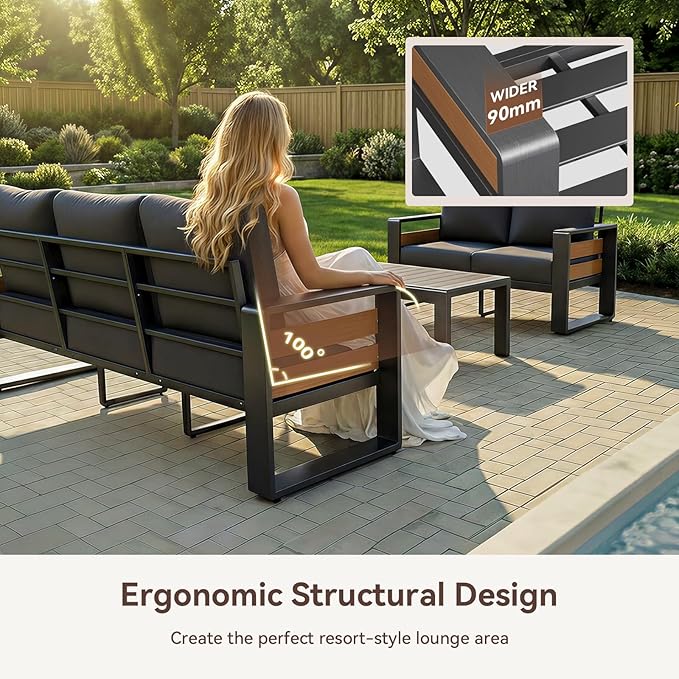 Aoxun Aluminum Patio Furniture Set, 5 Seats Sectional Metal Patio Furniture - Image 5
