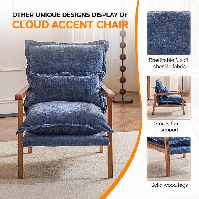 VINGLI Mid-Century Modern Cloud Accent Armchair - Image 8