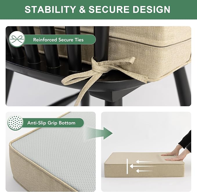 Summsun Outdoor Chair Cushions 22 x 22 Inch, Faux Linen Patio Furniture Cushions - Image 4