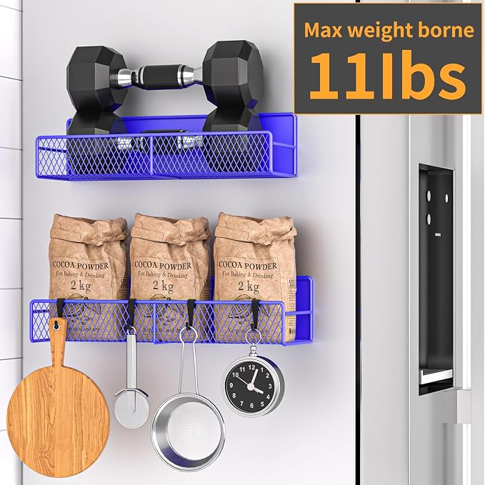 Magnetic Spice Rack for Refrigerator, 2 Pack 100% Metal Strong Magnet Shelf - Image 4