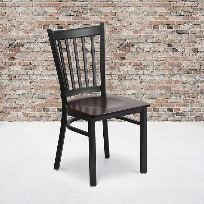 Flash Furniture 2 Pack HERCULES Series Black Vertical Back Metal Restaurant - Image 2
