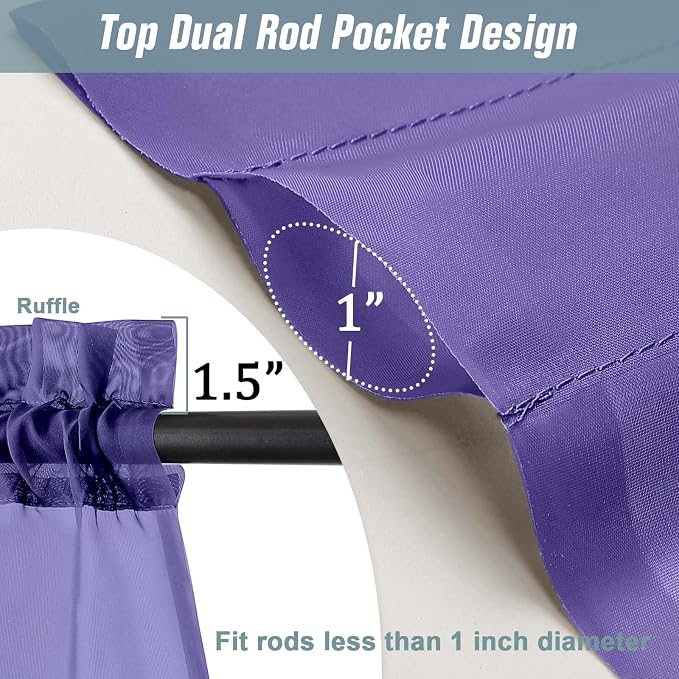 Purple Sheer Curtains 90 Inches Long 2 Panels, Light Filtering Solid Sheer - Image 3