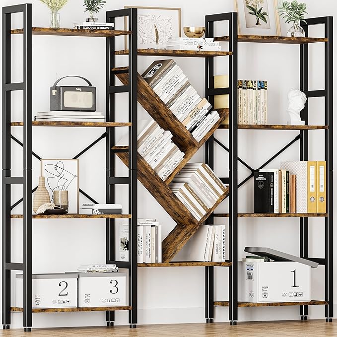 INNOD Triple 4 Tier Book Shelf, Large Industrial Bookcase by INNODToddlerTower