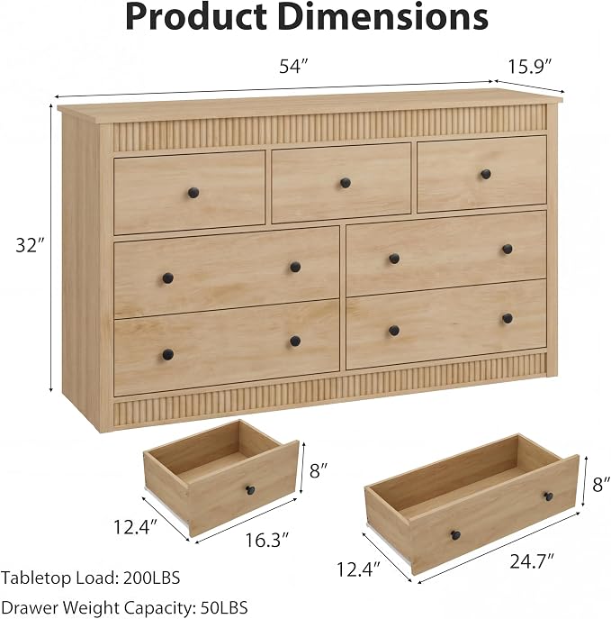 GarveeHome 7 Drawer Dresser for Bedroom, Modern Long Storage Dresser Organizer - Image 2