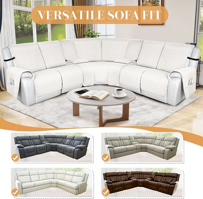HDCAXKJ 100% Waterproof Reclining Sectional Couch Covers L Shape Recliner Sofa - Image 6