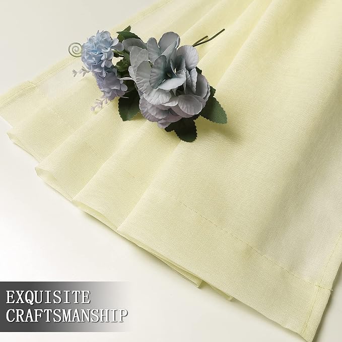 Tollpiz Short Sheer Curtain Linen Textured Living Room Curtains Sheer Light - Image 7