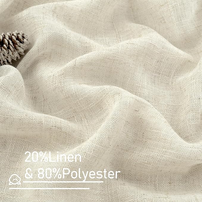 LAMIT Kitchen Semi Sheer Linen Curtains 24 Inch Long, Light Filtering Panels - Image 2