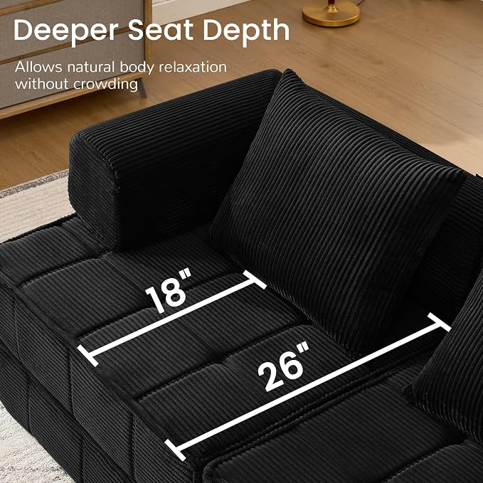 Korser Folding Convertible Sofa Bed, Corduroy Upholstered Boneless Couch - Image 7