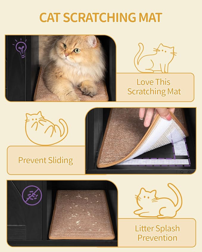Hzuaneri Cat Litter Box Enclosure, Hidden Litter Box Cabinet Furniture - Image 7