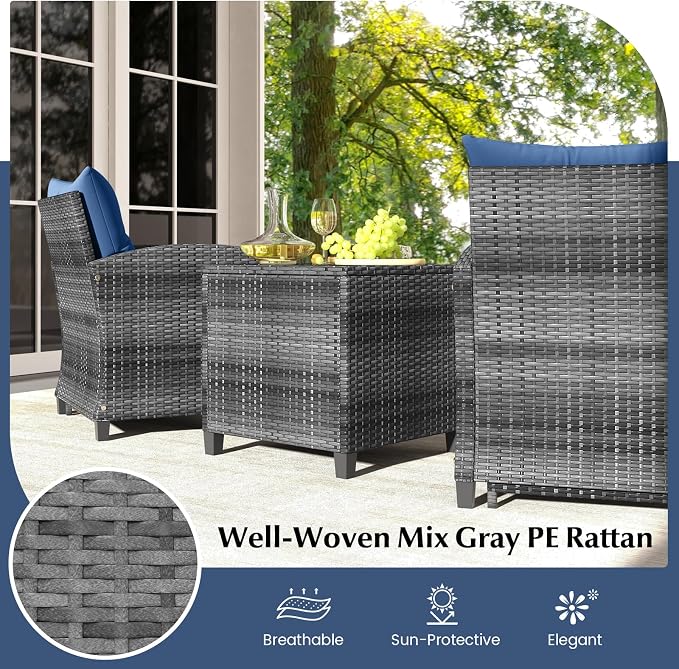 Tangkula 5 Pieces Patio Conversation Set, PE Wicker Rattan Outdoor Furniture Set - Image 9