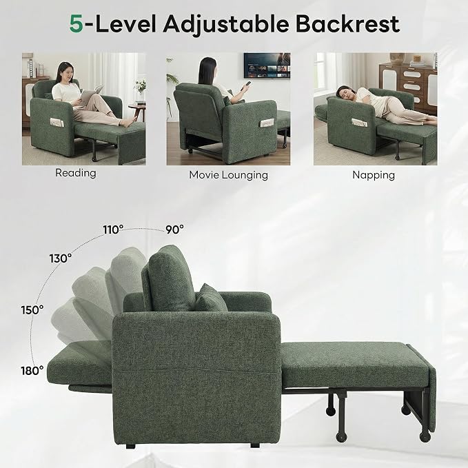 Iroomy 5-Level Adjustable Convertible Sleeper Chair Set of 2, 3-in-1 87'' Long - Image 4