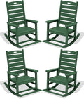 SERWALL Outdoor Rocking Chair Set of 4, Oversized HDPE Patio Rocking Chair by SERWALL