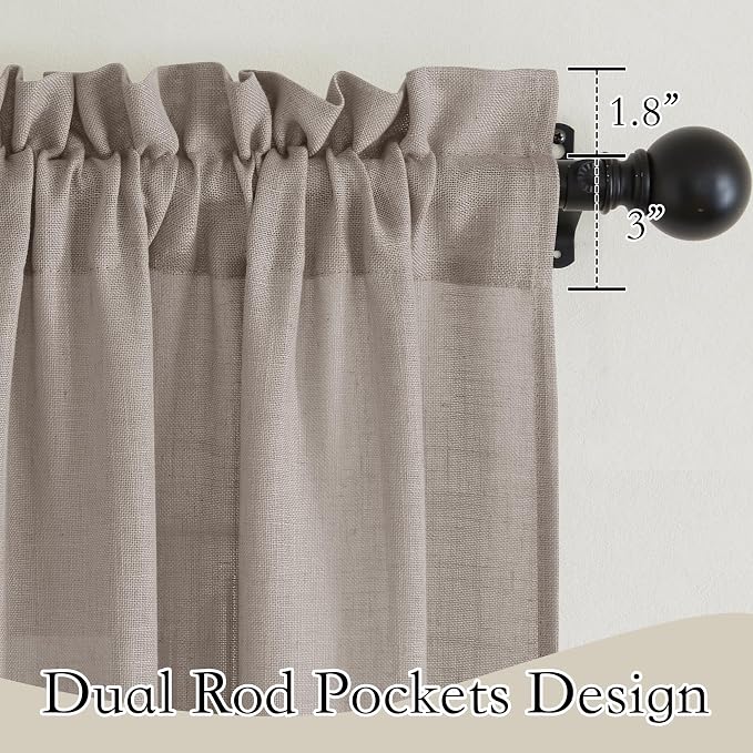 RYB HOME Linen Textured Swag Curtain Valance - Image 2